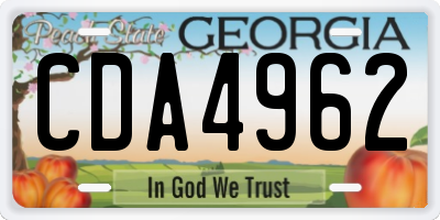 GA license plate CDA4962