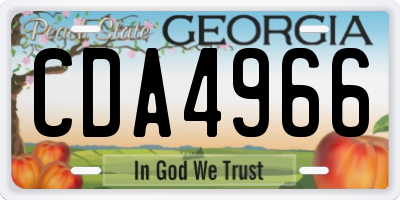 GA license plate CDA4966