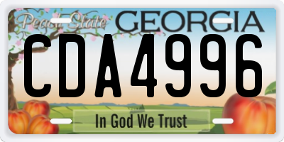 GA license plate CDA4996