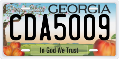 GA license plate CDA5009