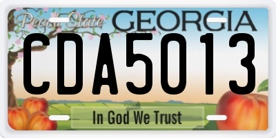 GA license plate CDA5013