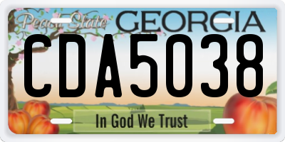 GA license plate CDA5038