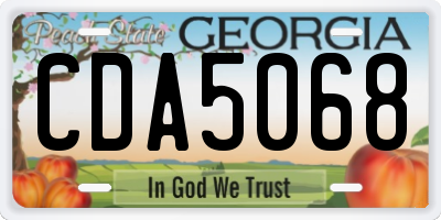GA license plate CDA5068