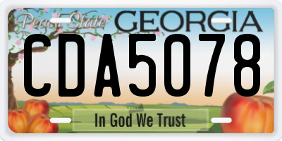 GA license plate CDA5078