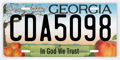GA license plate CDA5098