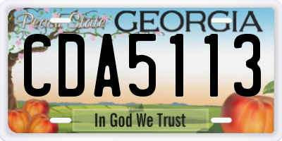 GA license plate CDA5113
