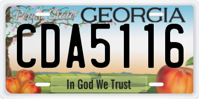 GA license plate CDA5116
