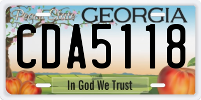 GA license plate CDA5118