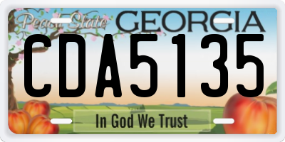 GA license plate CDA5135