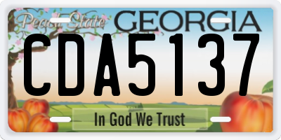 GA license plate CDA5137