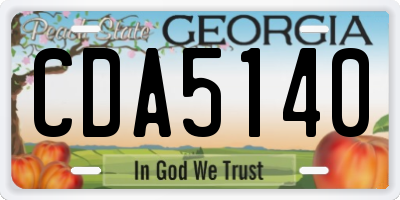 GA license plate CDA5140