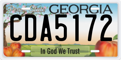 GA license plate CDA5172