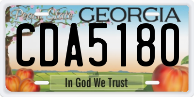 GA license plate CDA5180