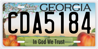 GA license plate CDA5184