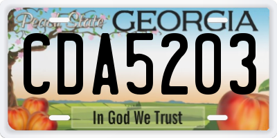 GA license plate CDA5203