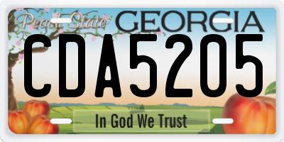 GA license plate CDA5205