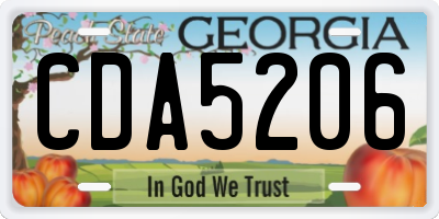 GA license plate CDA5206