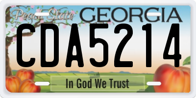GA license plate CDA5214