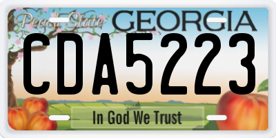 GA license plate CDA5223
