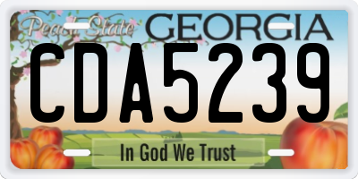 GA license plate CDA5239