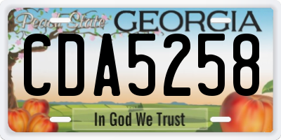 GA license plate CDA5258