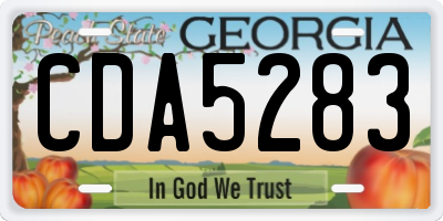GA license plate CDA5283