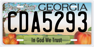 GA license plate CDA5293