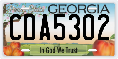 GA license plate CDA5302