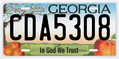 GA license plate CDA5308