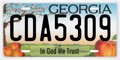 GA license plate CDA5309
