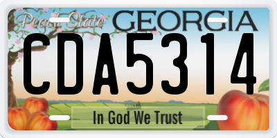 GA license plate CDA5314