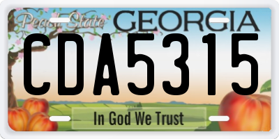 GA license plate CDA5315