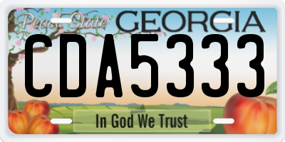 GA license plate CDA5333