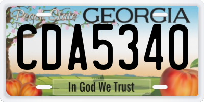 GA license plate CDA5340