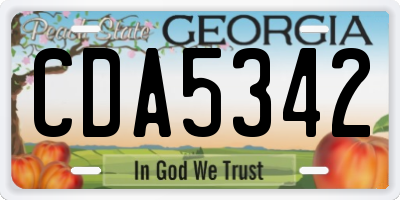 GA license plate CDA5342