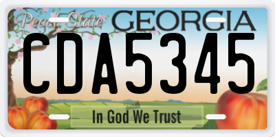 GA license plate CDA5345