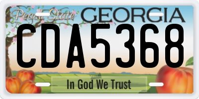 GA license plate CDA5368