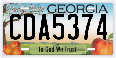GA license plate CDA5374