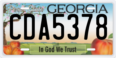 GA license plate CDA5378