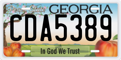 GA license plate CDA5389