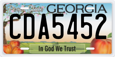 GA license plate CDA5452