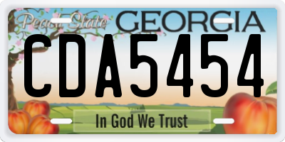 GA license plate CDA5454