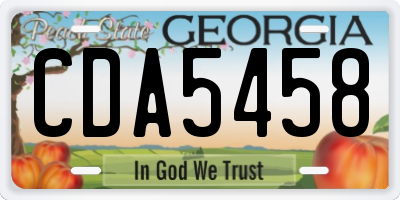 GA license plate CDA5458