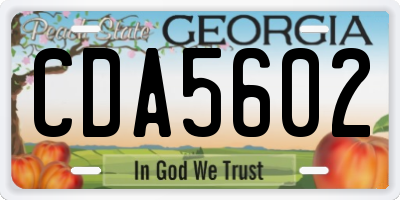 GA license plate CDA5602