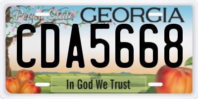 GA license plate CDA5668
