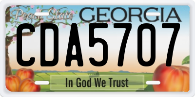 GA license plate CDA5707