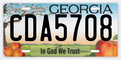 GA license plate CDA5708