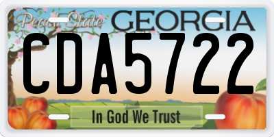 GA license plate CDA5722
