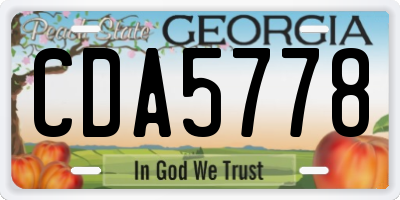 GA license plate CDA5778