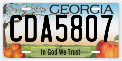 GA license plate CDA5807